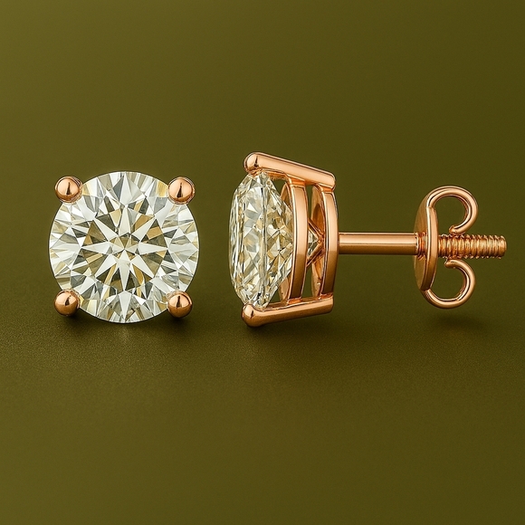 2 CT Lab Grown Diamond Stud Earrings | G VS | 14K Gold Yellow, White or … - Picture 8 of 11